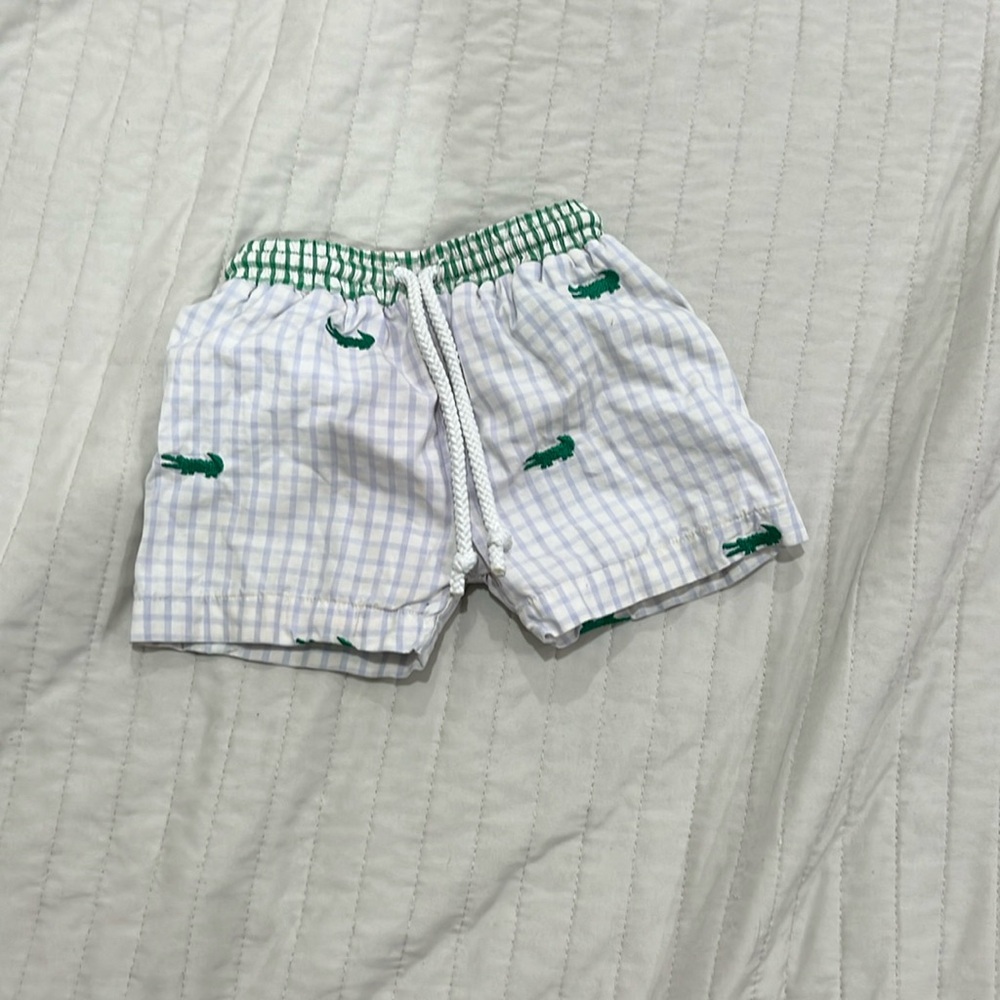 Cecil and Lou Boys Swim Trunks with Green Accents
